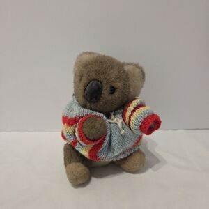 Vintage bravo! Applause Kiwi Koala 8" Brown Plush 1988 With Knitted Sweater